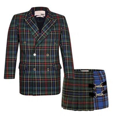 Come On Suit Allegro Jacket Tartan Green Jack Mini Skirt Tartan Green In Green
