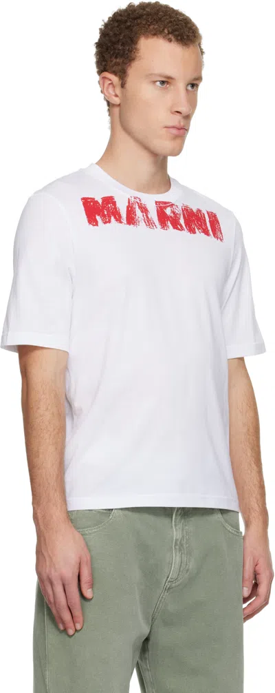 Marni Cotton T-shirt With Maxi Print In White