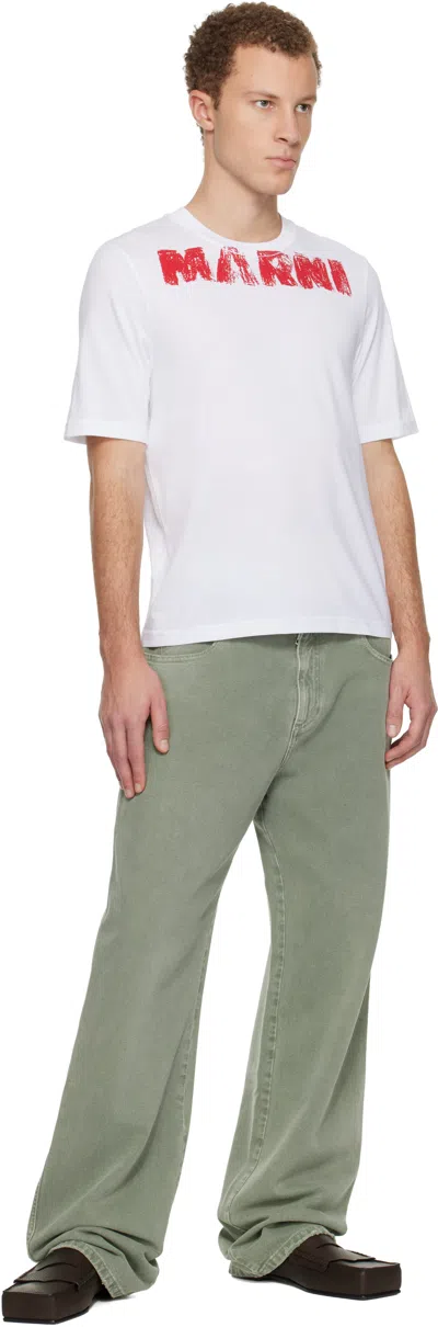 Marni Cotton T-shirt With Maxi Print In White