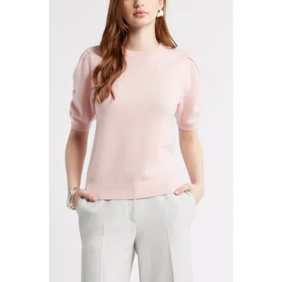 Nordstrom Ruched Short Sleeve Cashmere Sweater In Pink