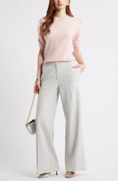 Nordstrom Ruched Short Sleeve Cashmere Sweater In Pink