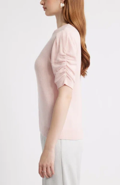 Nordstrom Ruched Short Sleeve Cashmere Sweater In Pink