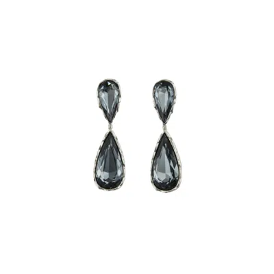 Iskra Women's Black / Silver Crystal Drop Earrings - Black In Multi