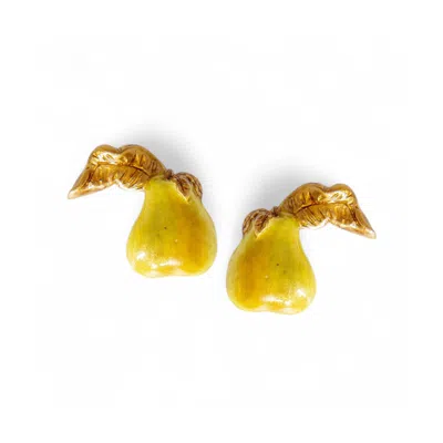 Sunset Magic Studio Women's Golden Pear - Gold Detailed Pear Earring In Yellow