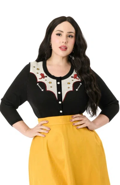 Unique Vintage Plus Size Bookworm Cardigan In Brown