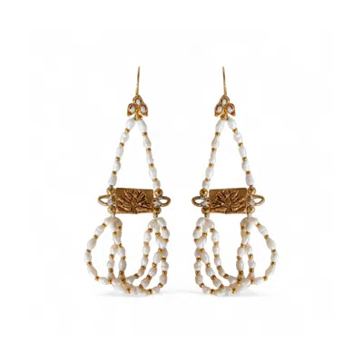 Sunset Magic Studio Women's White Fioraël - Long Pearl Earring In White