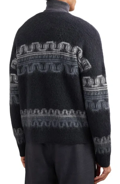 Reiss Mens Navy Lennox Fairisle Stretch Wool And Alpaca-blend Jumper In Black