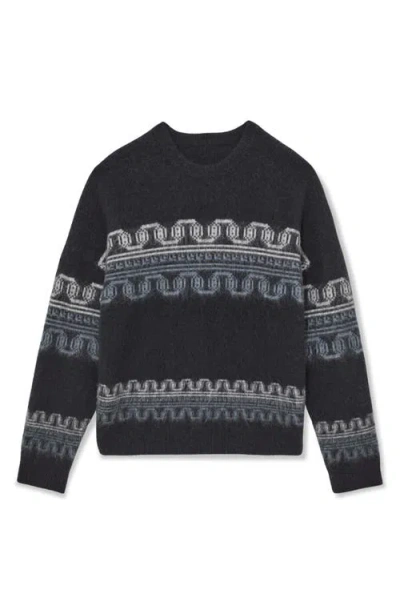 Reiss Mens Navy Lennox Fairisle Stretch Wool And Alpaca-blend Jumper In Black