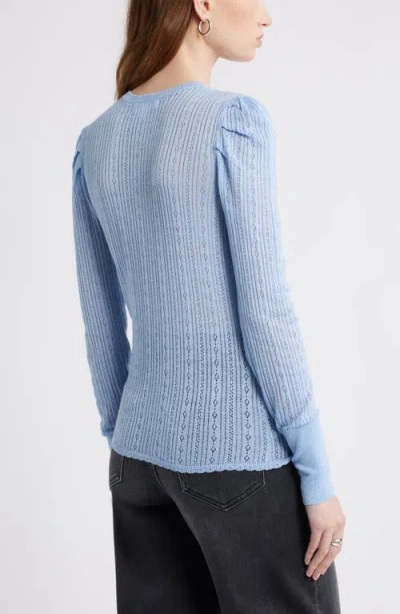 Treasure & Bond Pointelle Henley Sweater In Blue