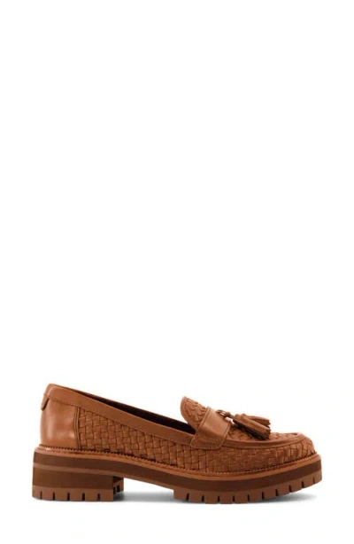 Toms Women's Womens Cara Loafer Amber Basketweave Leather Flat In Brown