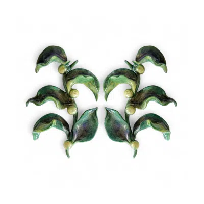 Sunset Magic Studio Women's Green Lynden - Sparkling Ivy Form Earring In Green