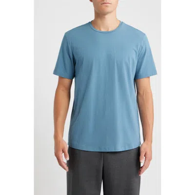 Open Edit Crewneck Stretch Cotton T-shirt In Blue