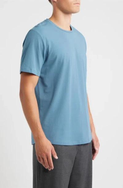 Open Edit Crewneck Stretch Cotton T-shirt In Blue