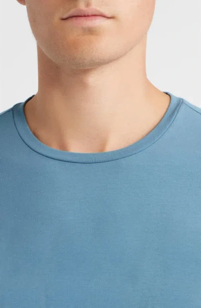 Open Edit Crewneck Stretch Cotton T-shirt In Blue