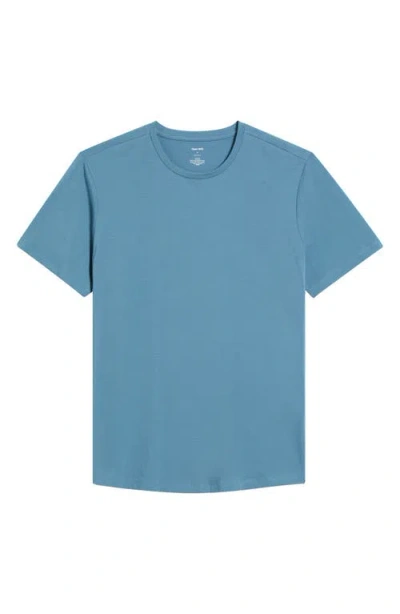Open Edit Crewneck Stretch Cotton T-shirt In Blue