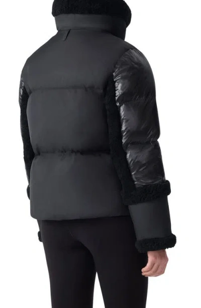 Mackage Lydana Down Jacket With Genuine Shearling Trim And Removable Bib In Multi