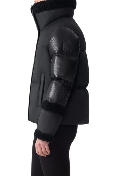 Mackage Lydana Down Jacket With Genuine Shearling Trim And Removable Bib In Multi