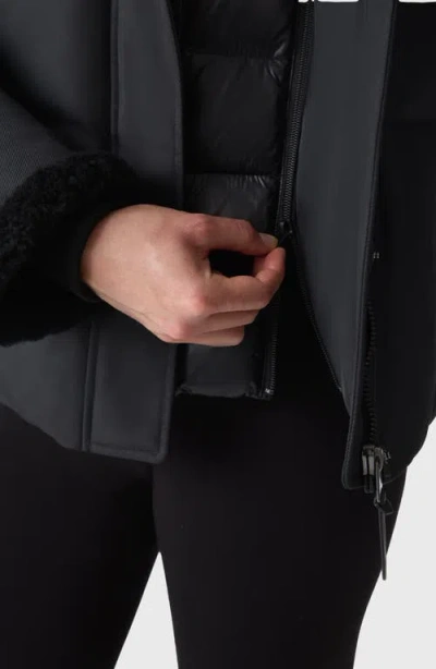 Mackage Lydana Down Jacket With Genuine Shearling Trim And Removable Bib In Multi