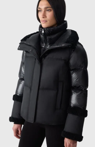 Mackage Lydana Down Jacket With Genuine Shearling Trim And Removable Bib In Multi