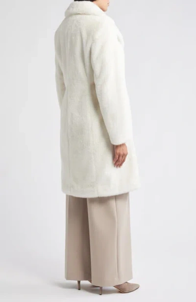 Via Spiga Reefer Faux Fur Longline Coat In White