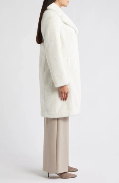 Via Spiga Reefer Faux Fur Longline Coat In White