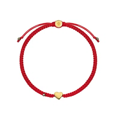Karma And Luck Women's Enchanting Love Red String Gold Heart Charm Bracelet In Red