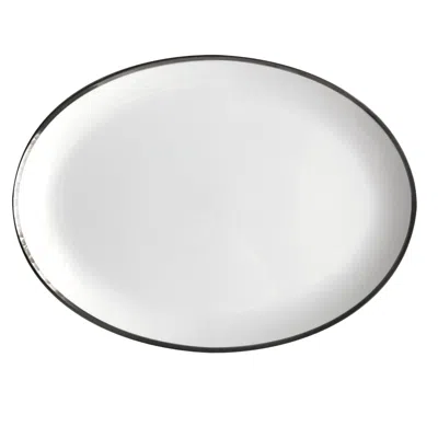 Twig New York Silver Platinum Edge - 14 In. Oval Platter In White