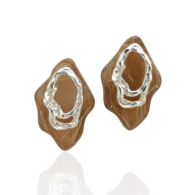 Bio-trimmings Women's Brown Pascal Statement Earrings - Sienna/silver In Brown