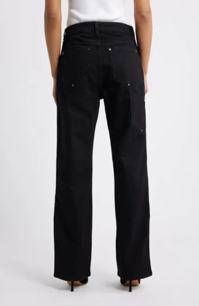 Warp & Weft Warp+weft Sat '90s High Waist Relaxed Straight Leg Utility Jeans In Black
