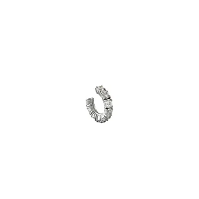 Iskra Women's Silver Crystal Ear Cuff - Small In Silver
