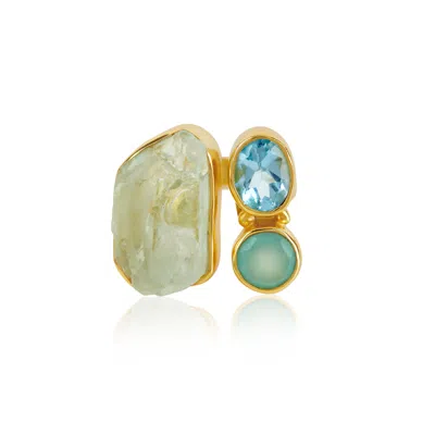 Gem Bazaar Jewellery Women's Gold / Blue Sea, Sky & Water In Gold In Multi