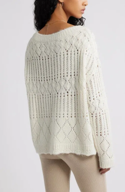 Bp. Open Stitch Oversize Sweater In White