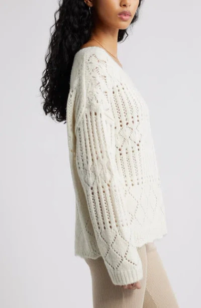 Bp. Open Stitch Oversize Sweater In White
