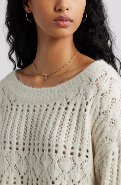 Bp. Open Stitch Oversize Sweater In White