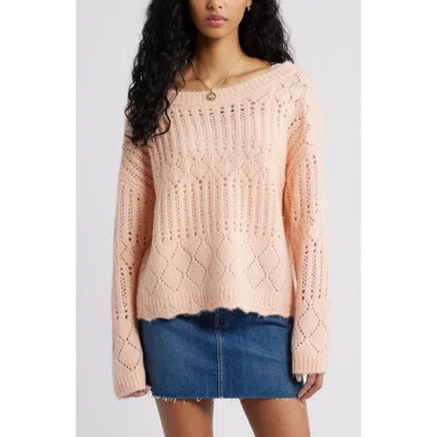 Bp. Open Stitch Oversize Sweater In Pink