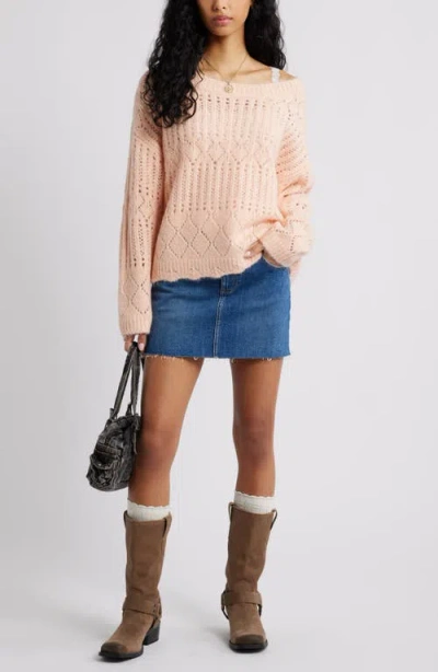 Bp. Open Stitch Oversize Sweater In Pink