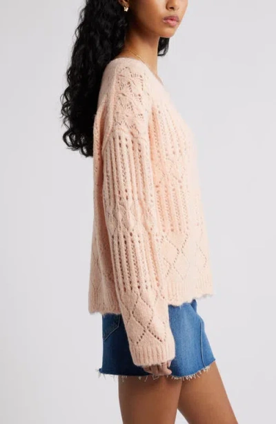 Bp. Open Stitch Oversize Sweater In Pink