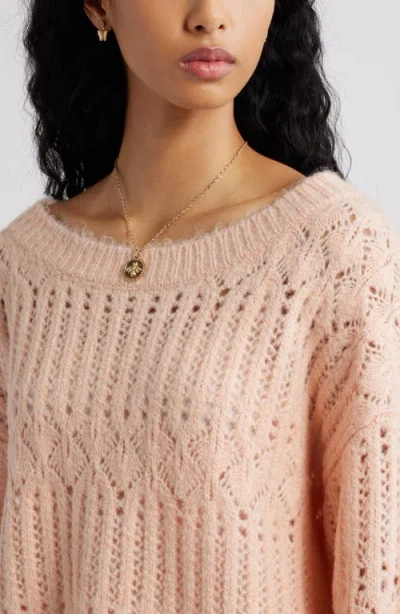Bp. Open Stitch Oversize Sweater In Pink