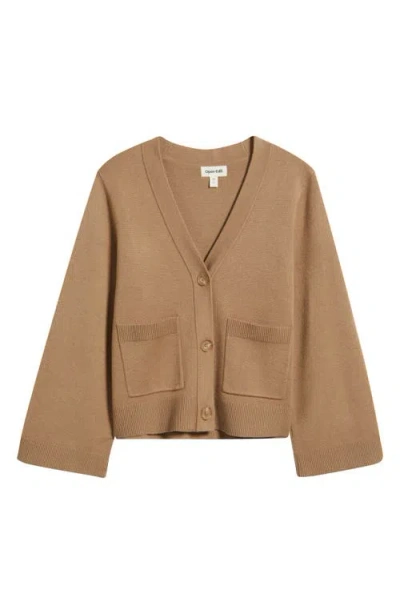 Open Edit Wide Sleeve Cardigan In Brown