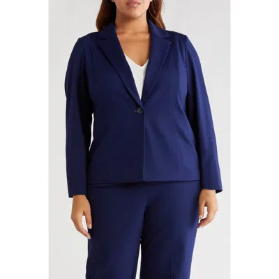 Kasper One-button Seamed Waist Blazer In Blue