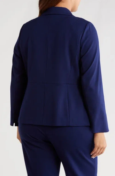 Kasper One-button Seamed Waist Blazer In Blue