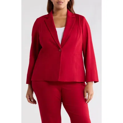 Kasper One-button Seamed Waist Blazer In Red