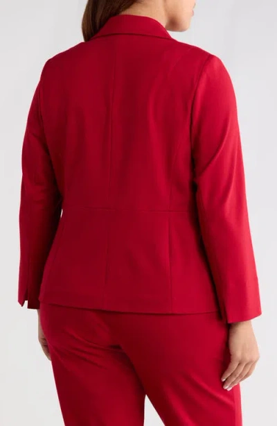 Kasper One-button Seamed Waist Blazer In Red