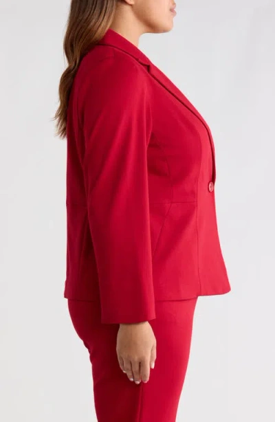Kasper One-button Seamed Waist Blazer In Red