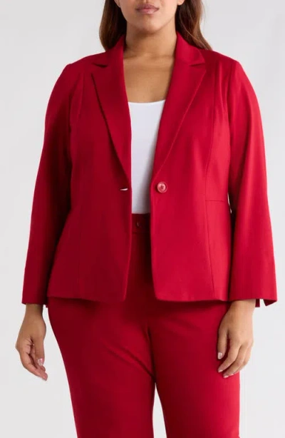 Kasper One-button Seamed Waist Blazer In Red