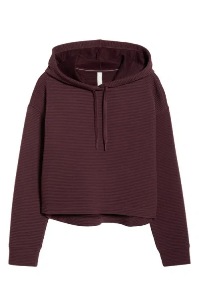 Zella Ottoman Cotton Blend Ribbed Hoodie In Burgundy