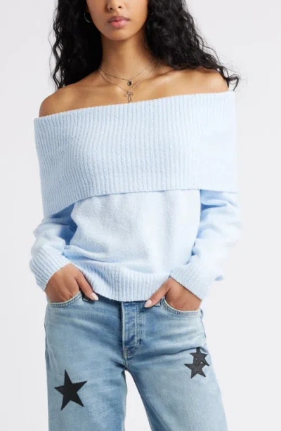 Bp. Bouclé Off The Shoulder Sweater In Blue
