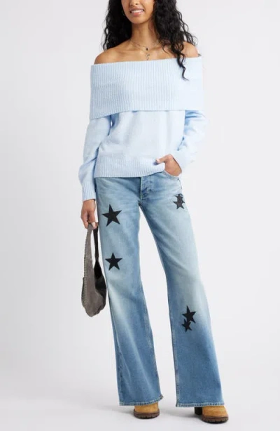 Bp. Bouclé Off The Shoulder Sweater In Blue