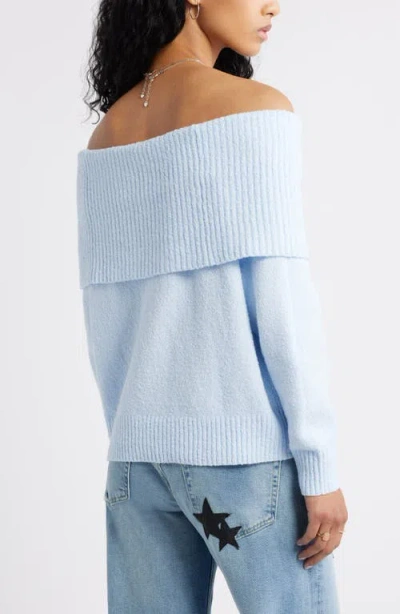 Bp. Bouclé Off The Shoulder Sweater In Blue