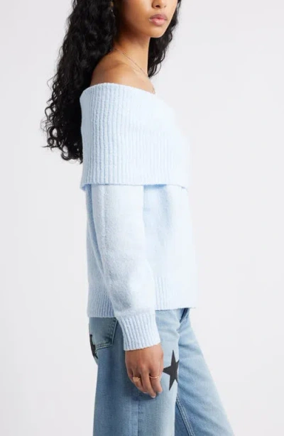 Bp. Bouclé Off The Shoulder Sweater In Blue